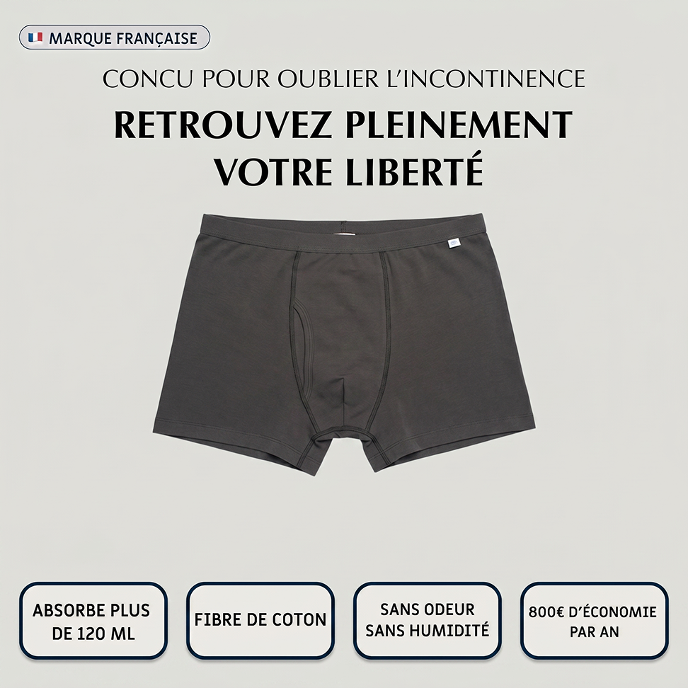 Boxer d'incontinence lavable pour homme